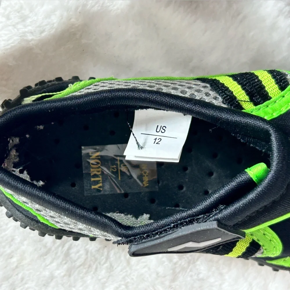 Norty Footwear Kids Black and Green Water Shoes Size 12